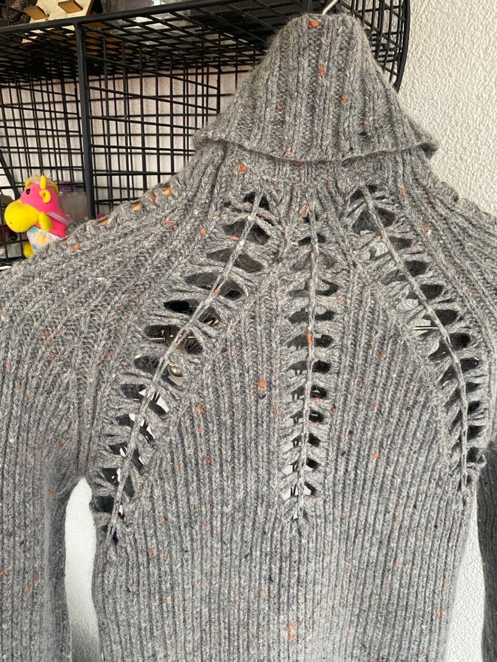 Mango Bohem Gri Örgü Boğazlı Kazak - Görsel 3