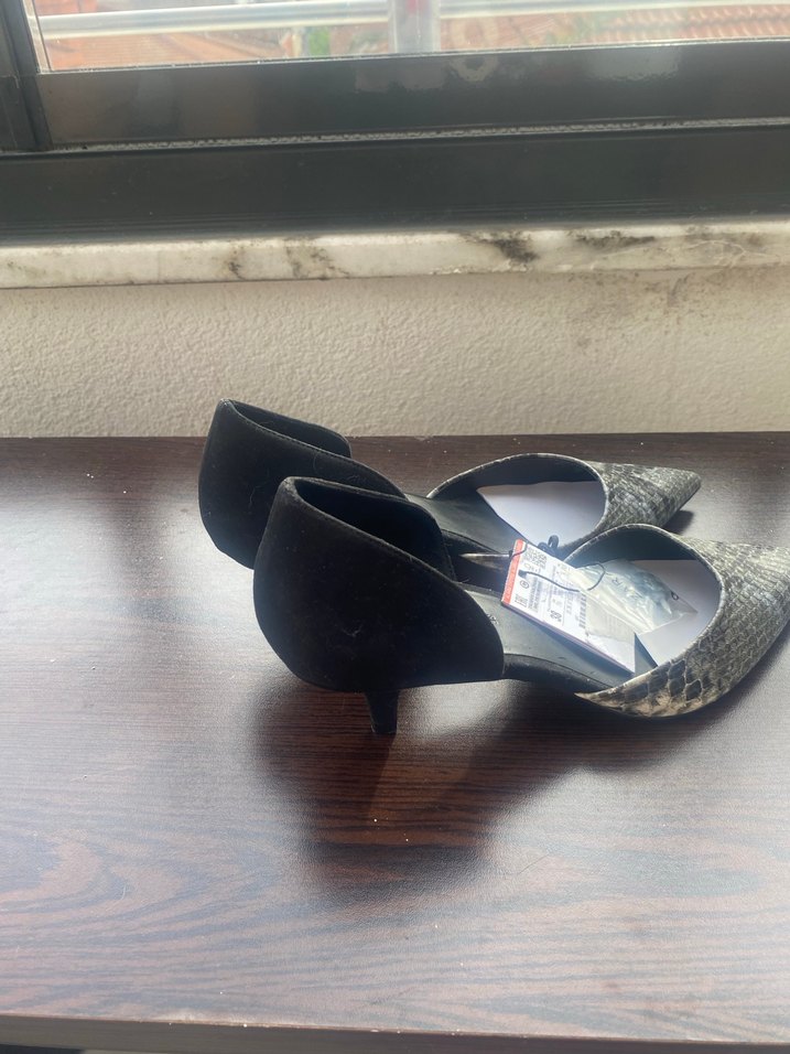 Zara Sıfır Gri Yılan Desenli Stiletto Topuklu Kadın Ayakkabı - Görsel 3