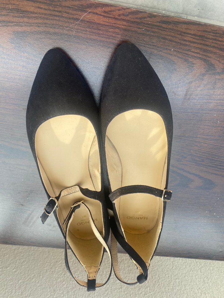 Mango Süet Siyah Tokalı Babet Kadın Ayakkabı - Görsel 4