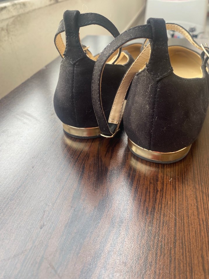 Mango Süet Siyah Tokalı Babet Kadın Ayakkabı - Görsel 2