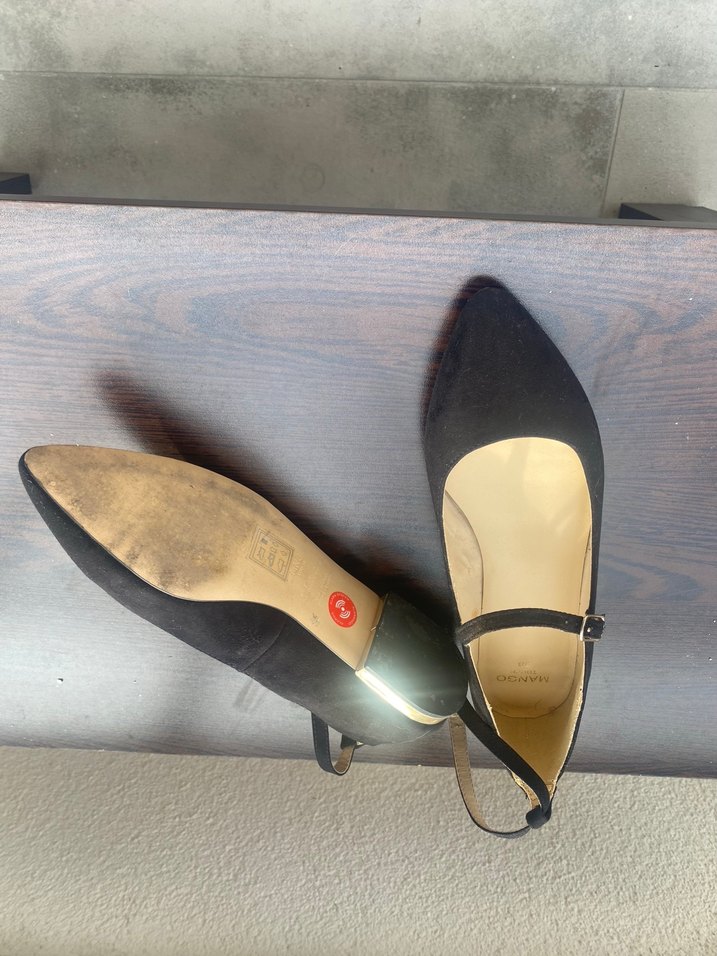 Mango Süet Siyah Tokalı Babet Kadın Ayakkabı - Görsel 3