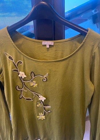 Marks Spencer Per Una Uzun Kollu Nakışlı Yeşil Bohem Bluz - Görsel 2