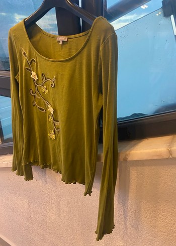 Marks Spencer Per Una Uzun Kollu Nakışlı Yeşil Bohem Bluz - Görsel 3