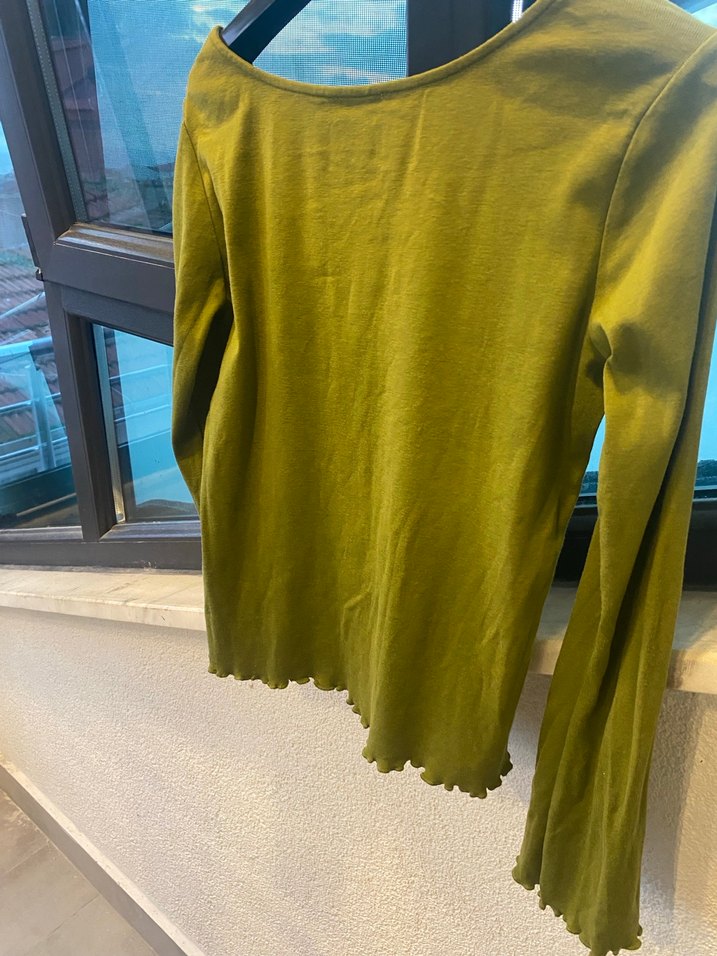 Marks Spencer Per Una Uzun Kollu Nakışlı Yeşil Bohem Bluz - Görsel 4