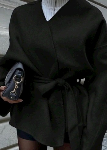 Trendyol - Siyah Oversize Kruvaze Ceket XL beden  - Görsel 3