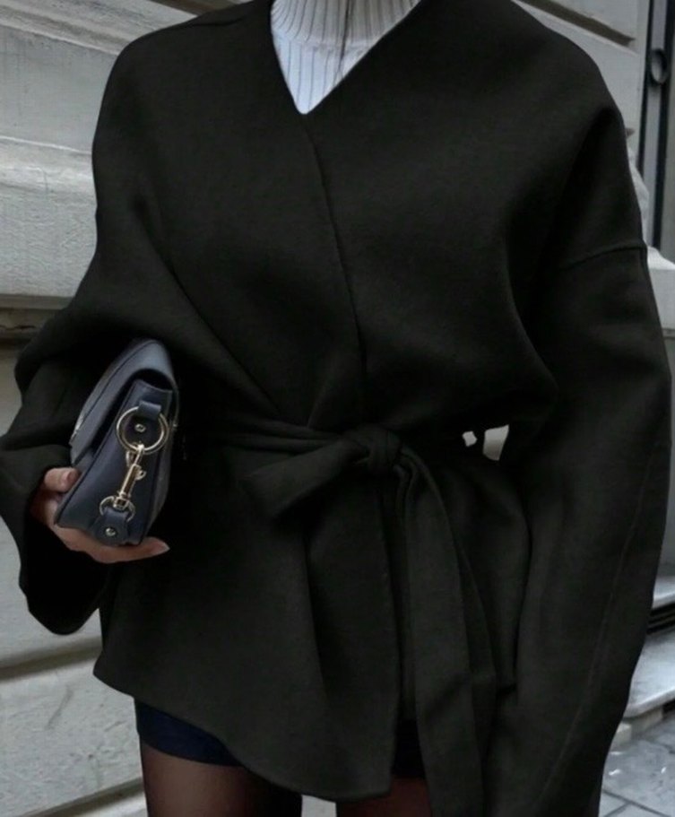 Trendyol - Siyah Oversize Kruvaze Ceket XL beden  - Görsel 3