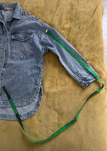 Düğmeli Gri Nakışlı Kadın Kot Ceket - Görsel 2