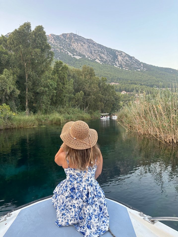 Mavi Çiçek Desenli Mini Straplez Büstiyer - Görsel 4