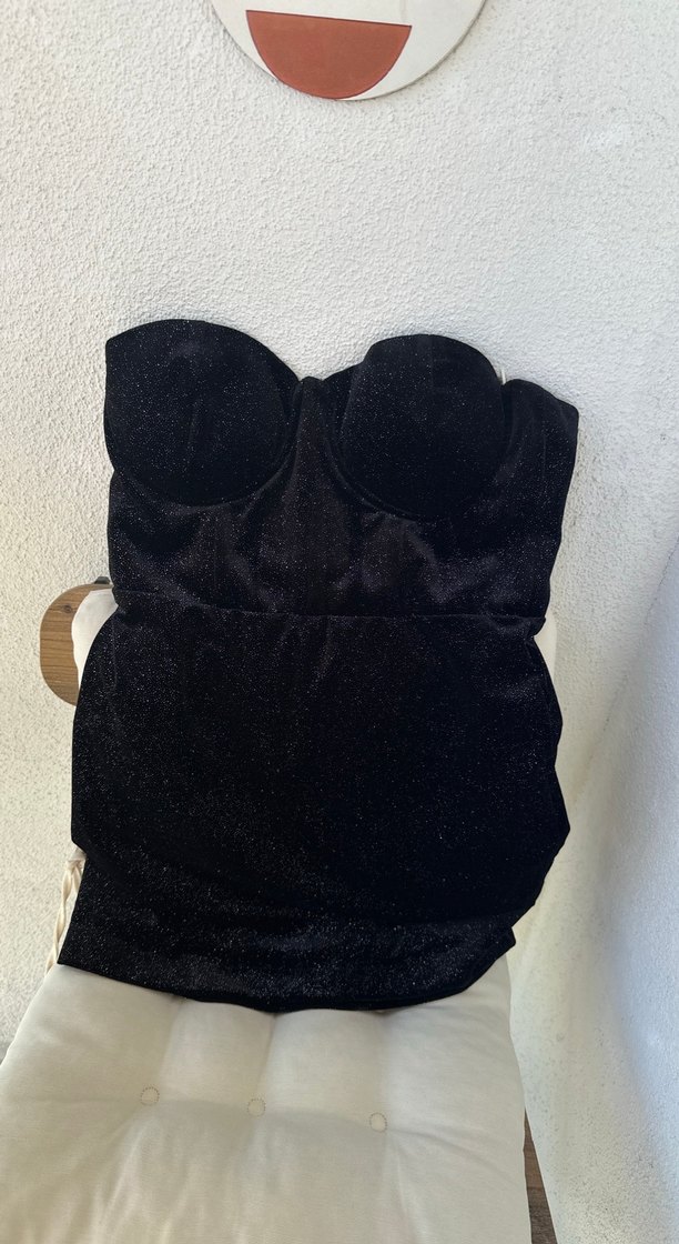 Siyah Mini Straplez Bustiyer - Görsel 2