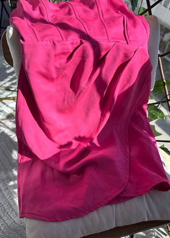 Pembe Drapeli Straplez Midi Hamile Tunik - Görsel 2