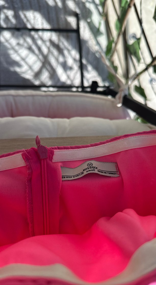 Pembe Drapeli Straplez Midi Hamile Tunik - Görsel 4