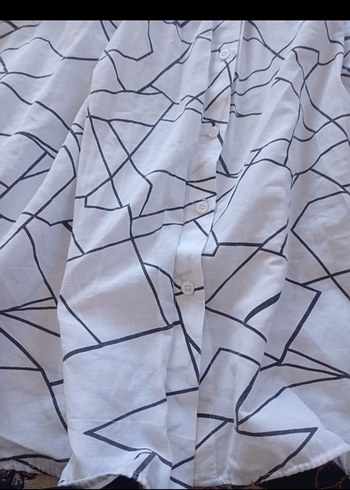 Gri Desenli Uzun Kollu Keten Gömlek - Görsel 2