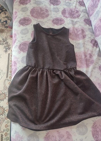 Kız Çocuk Kahverengi Kolsuz Elbise - Görsel 2