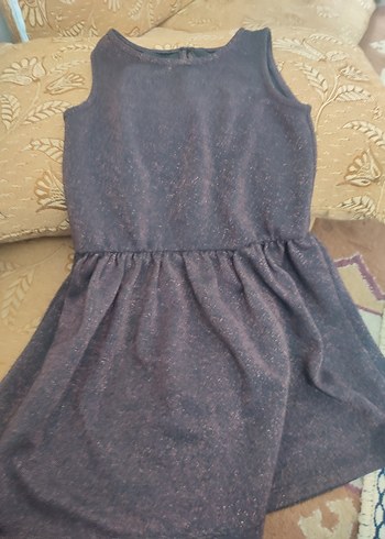 Kız Çocuk Kahverengi Kolsuz Elbise - Görsel 3