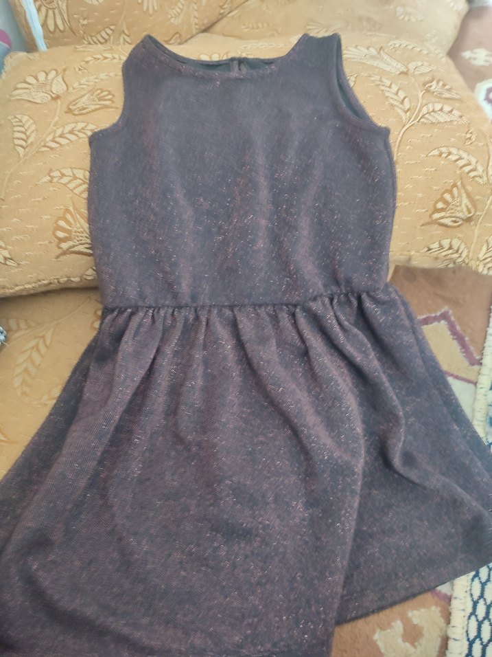 Kız Çocuk Kahverengi Kolsuz Elbise - Görsel 3