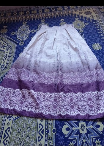 Mor Dantel Detaylı Uzun Kadın Etek - Görsel 2