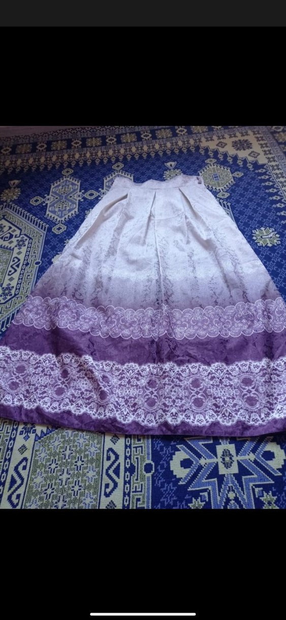 Mor Dantel Detaylı Uzun Kadın Etek - Görsel 2