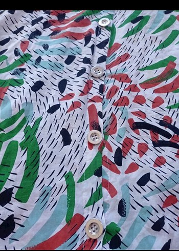 Renkli Batik Desenli Uzun Kollu Gömlek - Görsel 2