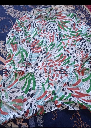 Renkli Batik Desenli Uzun Kollu Gömlek - Görsel 4