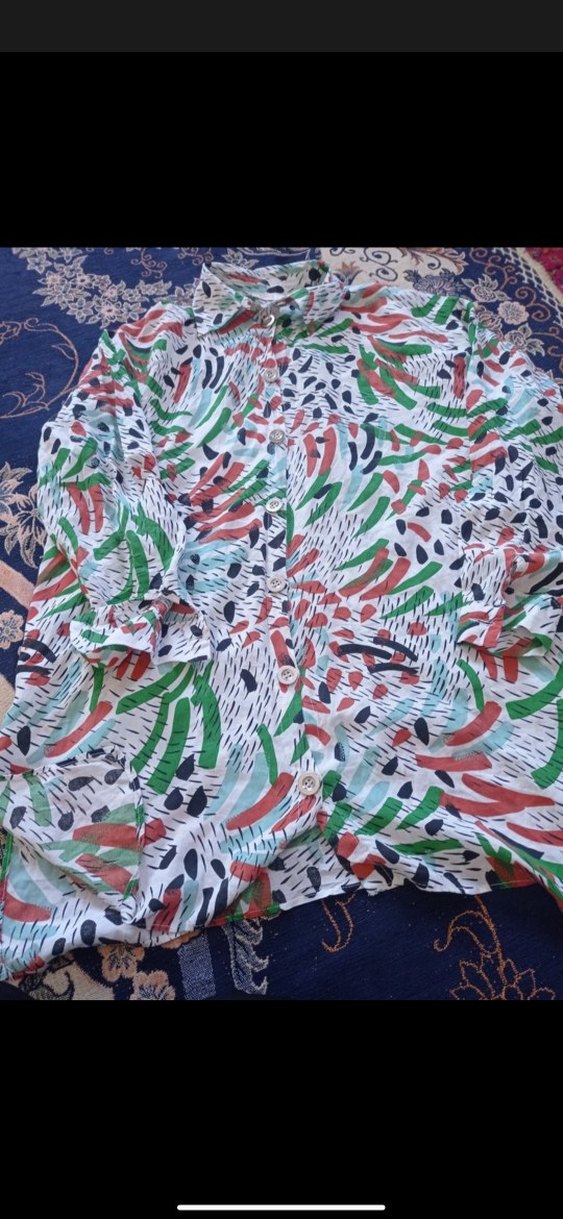 Renkli Batik Desenli Uzun Kollu Gömlek - Görsel 4