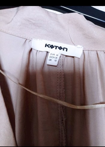 Bej V Yakalı Uzun Salaş Kadın Elbise - Görsel 3