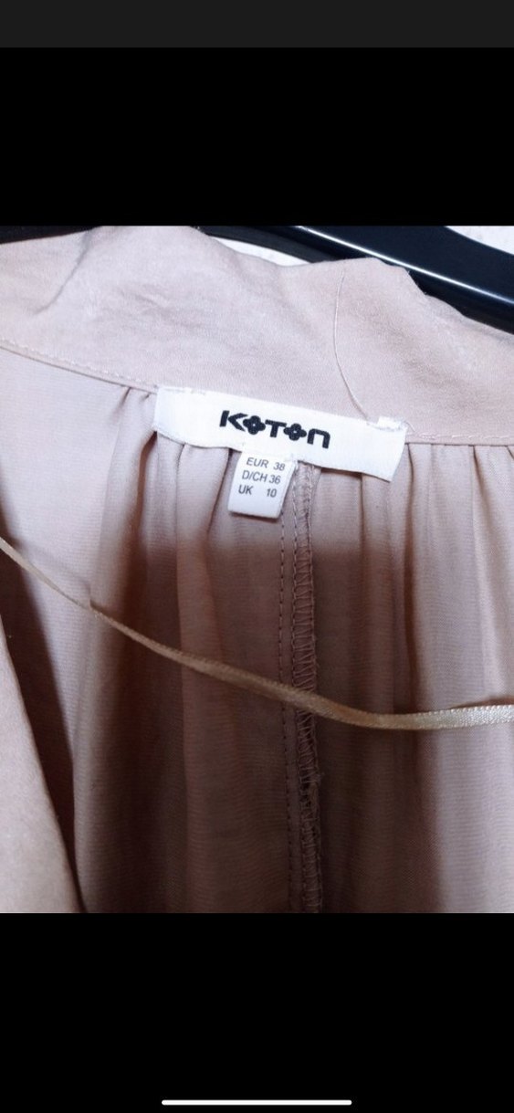 Bej V Yakalı Uzun Salaş Kadın Elbise - Görsel 3