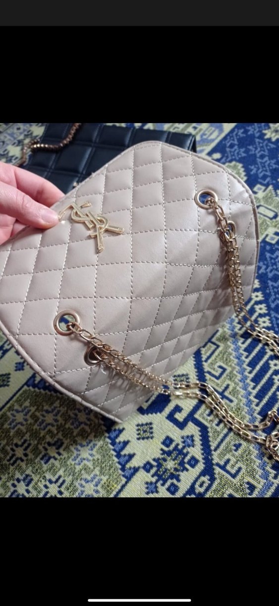 Beyaz Zincir Detaylı Deri Yılan Desenli Kadın Çanta - Görsel 2