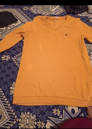 Sarı Kadın Pamuklu Uzun Kollu Salaş Kazak - Görsel 3