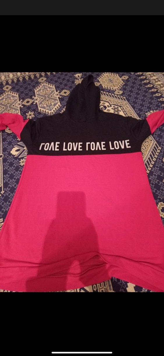 Kadın Pembe Kapüşonlu Uzun Sweatshirt - Görsel 2