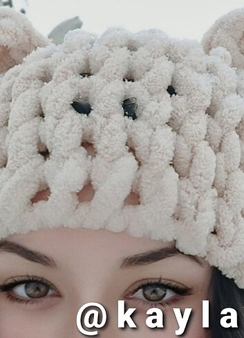 Beden ten rengi Renk Teddy Bear Ayı Ayıcık Kulaklı Balaclava Bere El Örgüsü