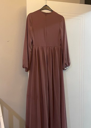 Kadın Uzun Bej Drapeli Elbise - Görsel 3