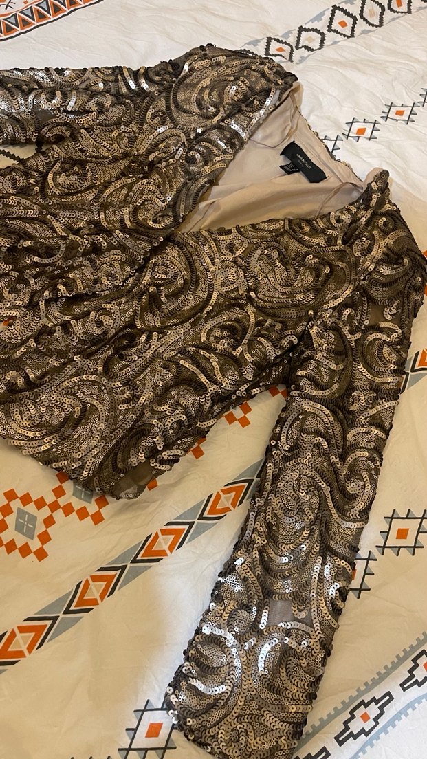 Bohem Uzun Kollu Desenli V Yaka Bluz - Görsel 2