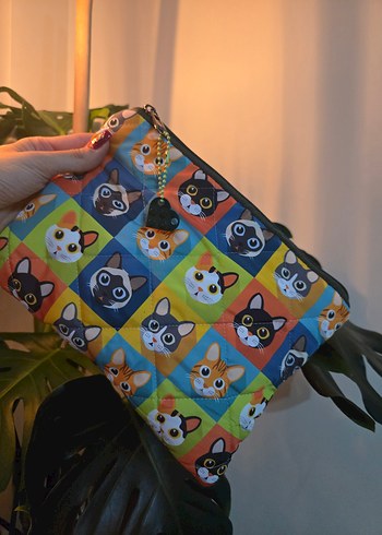 Renkli Baskılı Kadın Makyaj Çantası - Görsel 2