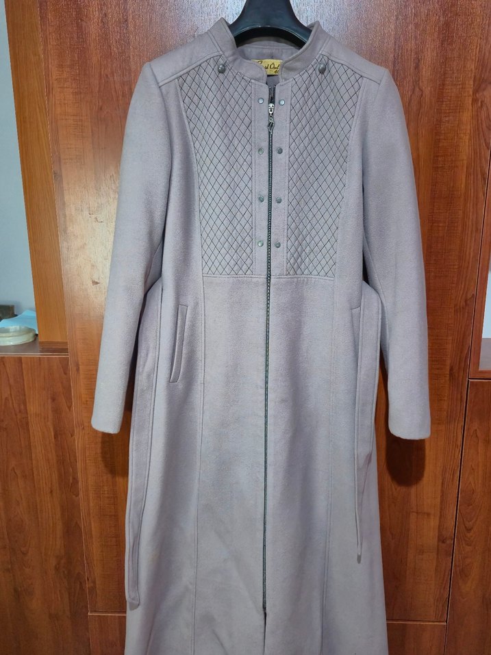 Kadın Bej Nakışlı Kemerli Uzun pardüse - Görsel 2