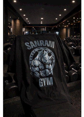 SANRAM GYM BASKILI SİYAH TİŞÖRT - Görsel 2