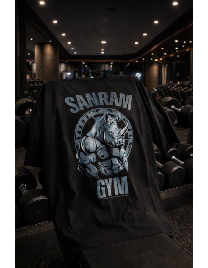 SANRAM GYM BASKILI SİYAH TİŞÖRT - Görsel 2