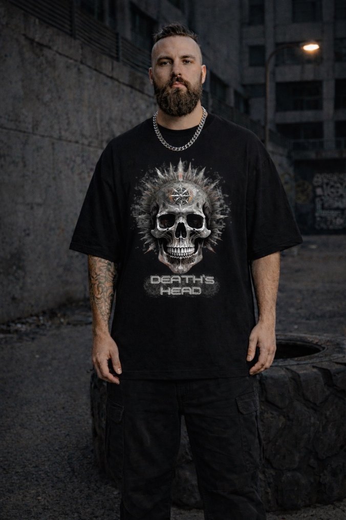 SİYAH BASKILI UNISEX OWERSİZE TSHIRT - Görsel 3