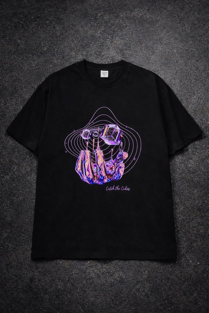 SİYAH UNISEX BASKILI OWERSİZE TİŞÖRT - Görsel 2