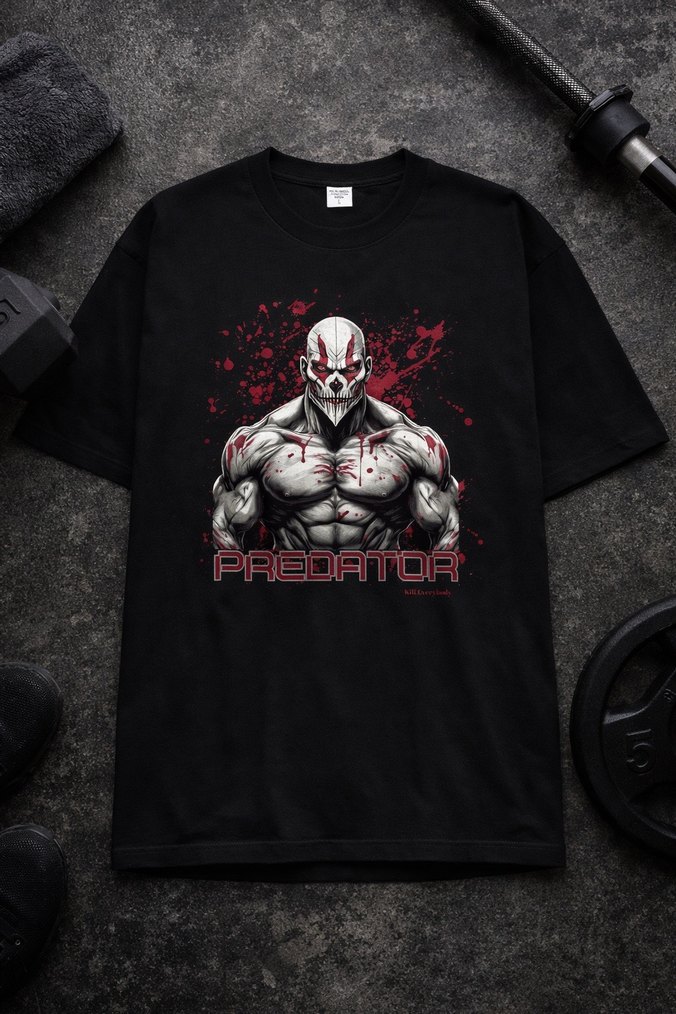 SİYAH OWERSİZE BASKILI UNISEX TİŞÖRT - Görsel 2