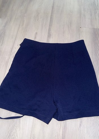 Koyu Mavi Kemer Detaylı Mini Etek - Görsel 2