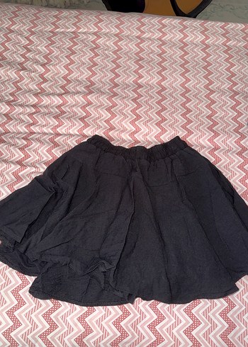 Düğmeli Siyah Bohem Mini Etek - Görsel 2