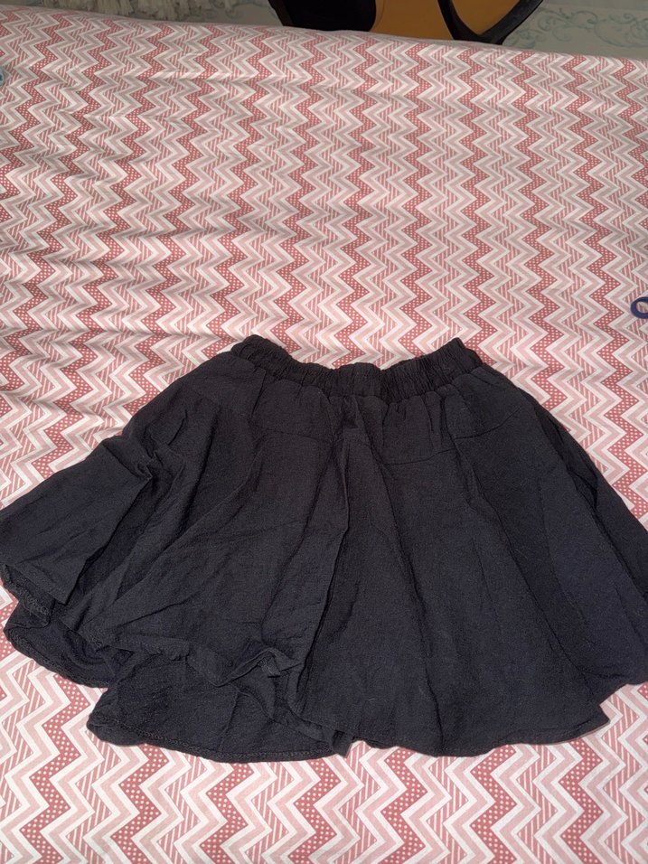 Düğmeli Siyah Bohem Mini Etek - Görsel 2