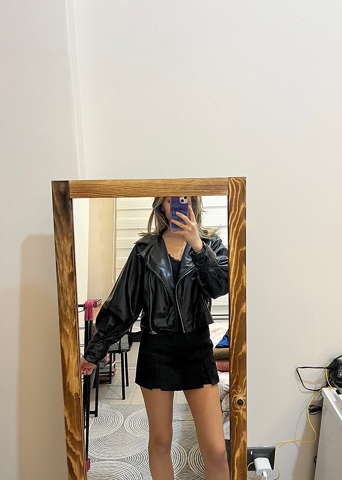 Mango model deri ceket - Görsel 3