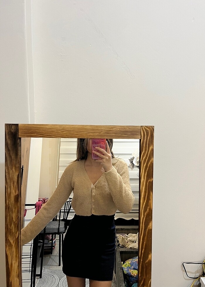 Krem peluş hırka - Görsel 2