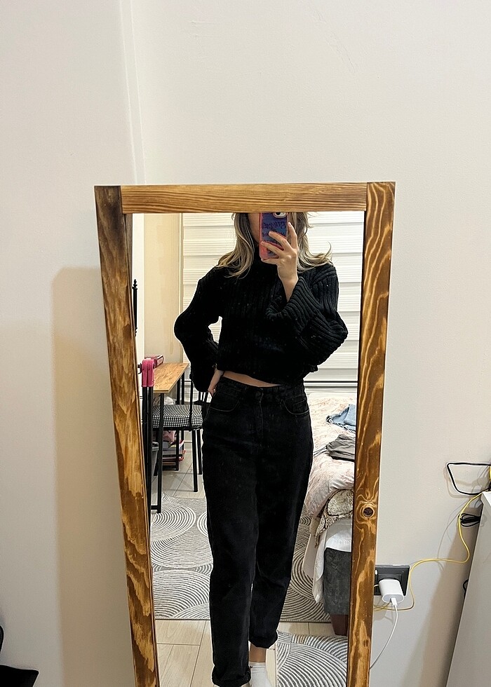 Siyah Mom Jean - Görsel 2