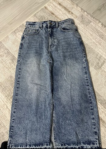 Kadın Gri Mavi Midi Bol Kesim Kot etek - Görsel 2