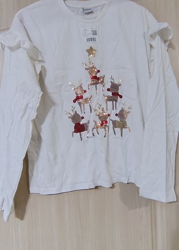 Kız Çocuk Beyaz Uzun Kollu Baskılı Tişört - Görsel 2