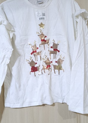 Kız Çocuk Beyaz Uzun Kollu Baskılı Tişört - Görsel 3