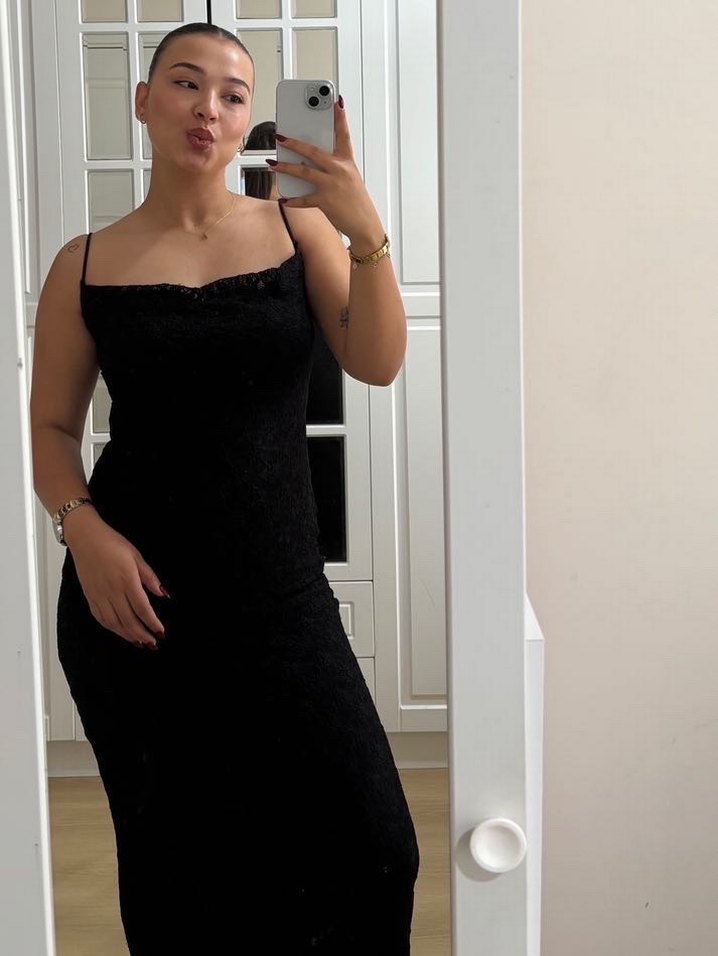 Berskha Siyah Dantelli Elbise - Görsel 2