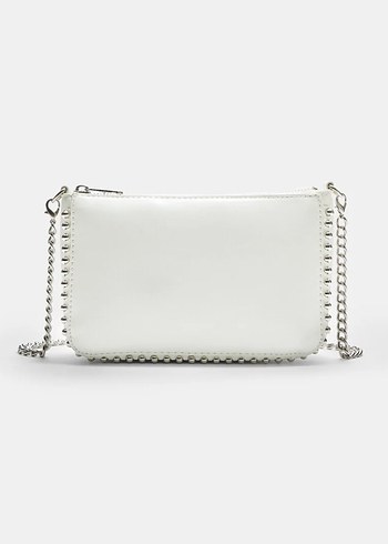 Minimalist Beyaz Süet Kemerli Kadın Çanta - Görsel 3